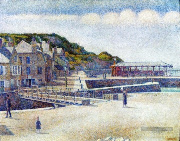 vue port ha Tableau Peinture - du port et les quais de Port en Bessin 1888